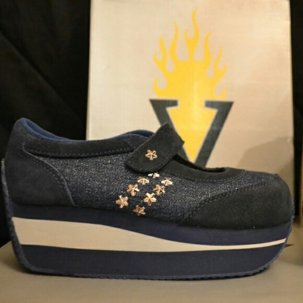 New VOLATILE Starship Navy Blue Platform Mary Jane Shoes Sneakers 7